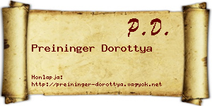 Preininger Dorottya névjegykártya